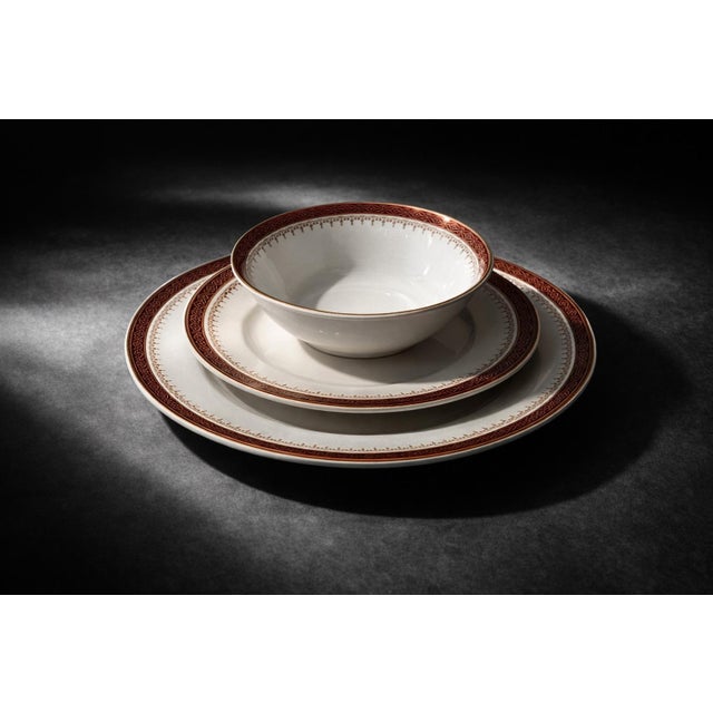 Burgundy Vintage Alfred Meakin England Burgundy & Gold Ironstone Dinnerware Service for 6–8 – Plates, Bowls, Cups & Serving Pieces - 50-Piece For Sale - Image 8 of 8