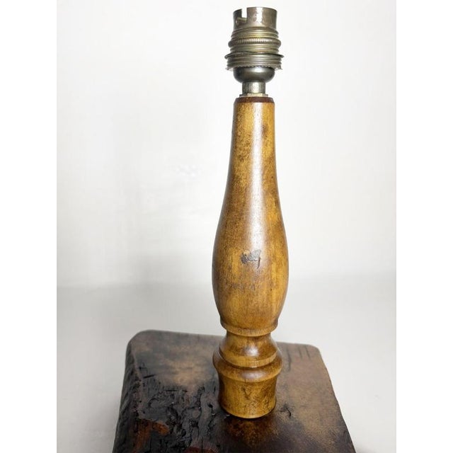 Vintage Brutalist Wooden Table Lamp, France, 1960s For Sale - Image 15 of 17