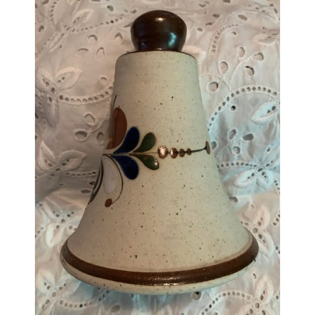 Late 20th Century Late 20th Century Handcrafted Ceramic Mexican Folk Art Tonala Floral Bell For Sale - Image 5 of 10