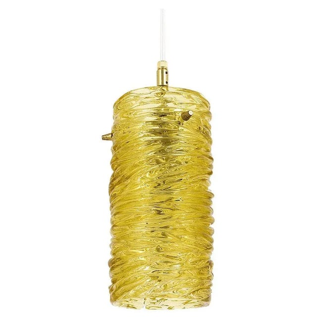 Mid-Century Modernist Glass Tube & Brass Pendant Lamp attributed to J. T. Kalmar for Kalmar, Austria, 1950s For Sale - Image 11 of 11