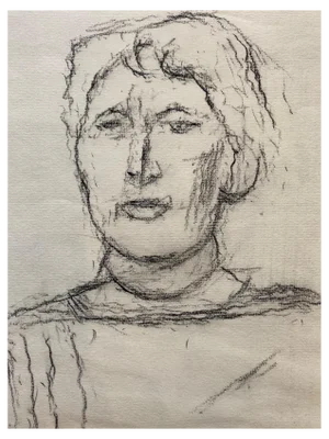 Alexandre Blanchet, Portrait de femme pour Torca, 1959, Charcoal Drawing