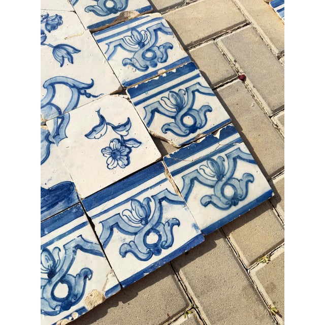 Antique 18th Century Portuguese Tile Panel With Classical Flower Vase For Sale - Image 6 of 18