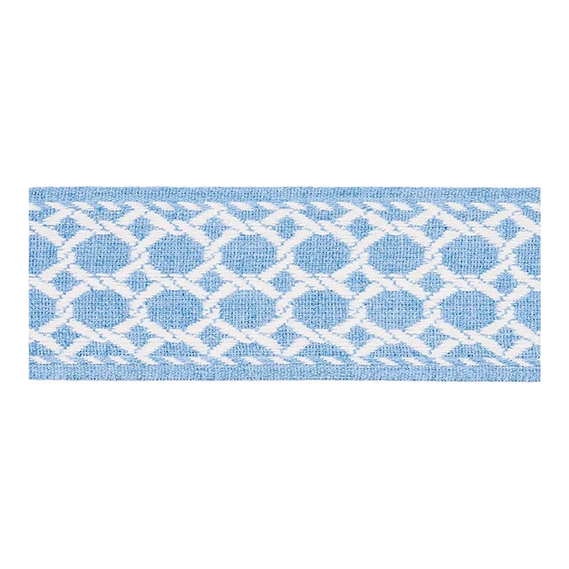 Schumacher Lattice Tape in Chambray For Sale