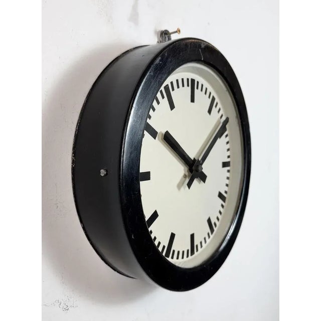 1950s Industrial German Black Factory Wall Clock, 1950s For Sale - Image 5 of 17