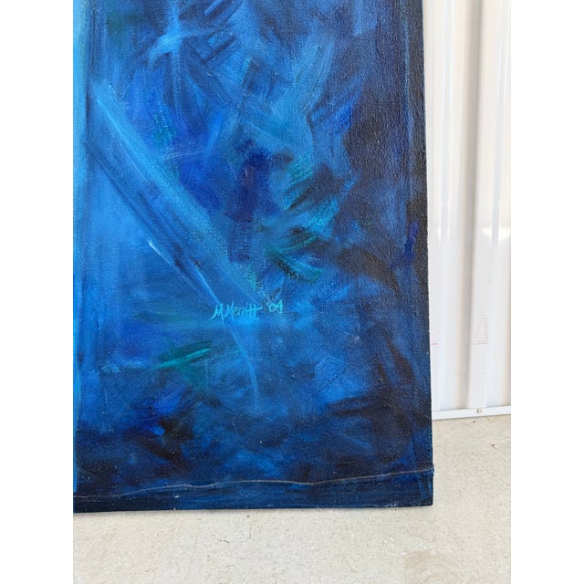 Oversized Blue Figural Female Nude Oil Painting, Signed M. Merritt 2004 For Sale In Charleston - Image 6 of 6
