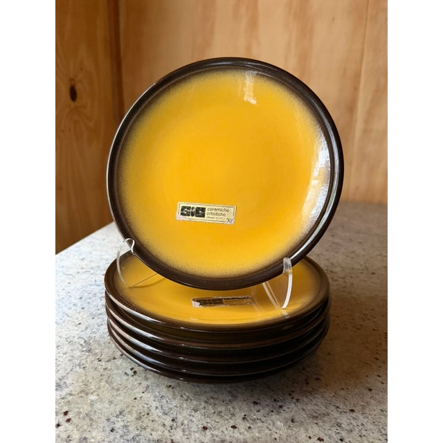 Yellow Vintage Plates from SIC Scuola Italiana Ceramiche, Italy, 1970s, Set of 6 For Sale - Image 8 of 14