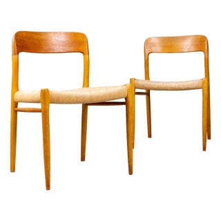 Mid-Century Danish No. 75 Chair in Oak by Niels Otto Møller for J.L. Møllers, 1960s, Set of 2 For Sale