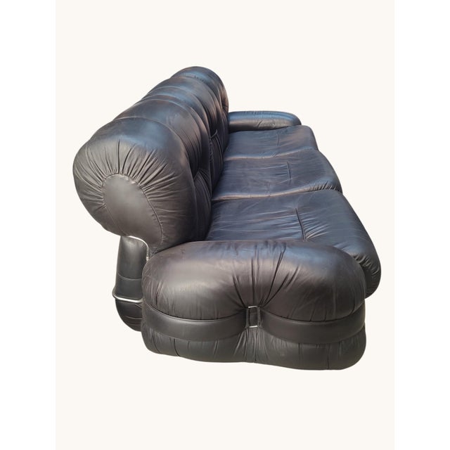 Black Faux Leather Sofa and Armchair Set from Adriano Piazzesi, Italy, 1970s, Set of 3 For Sale - Image 10 of 15