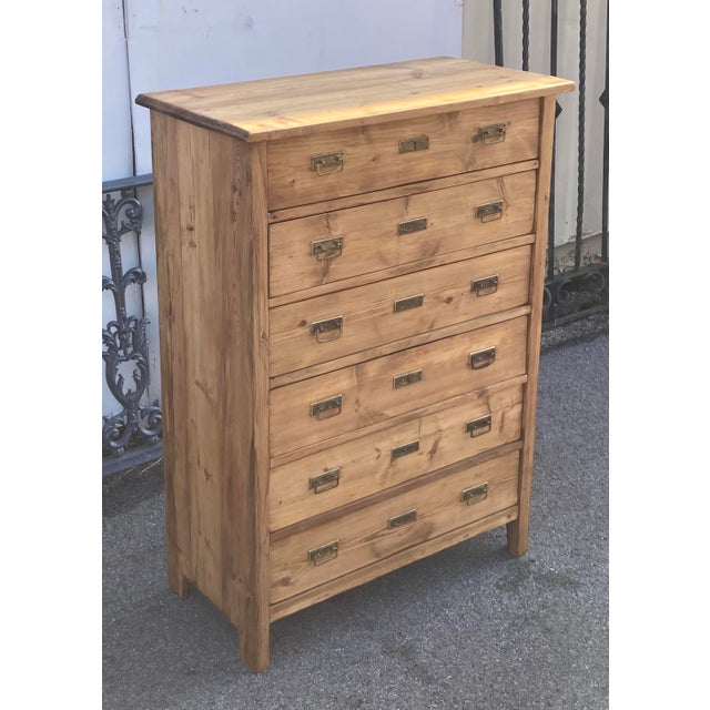 Rustic European Pine Chest of Six Drawers of Equal Depth For Sale - Image 3 of 15