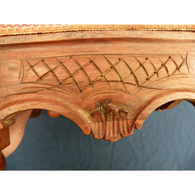 Antique French Wanut Needlepoint Stool For Sale - Image 6 of 8