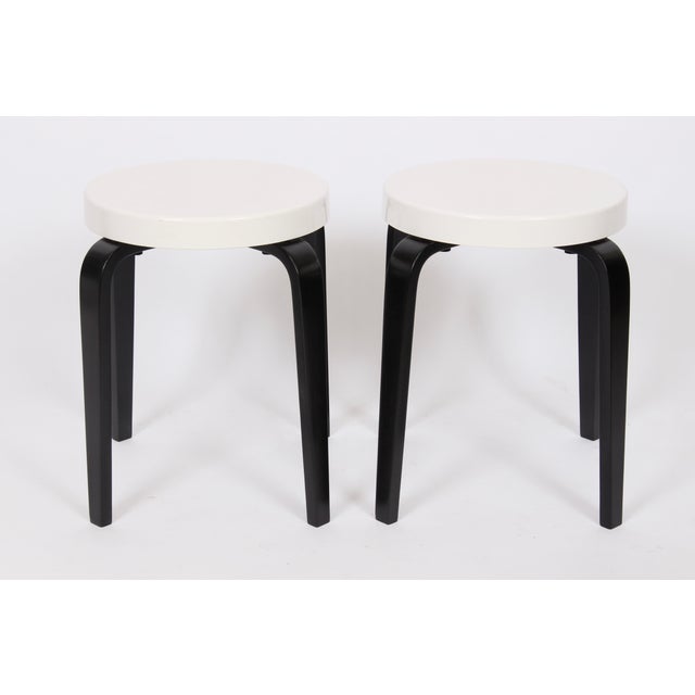 Modern 1930s Vintage Thonet Black and White Bakelite Stacking Stools - a Pair For Sale - Image 3 of 13