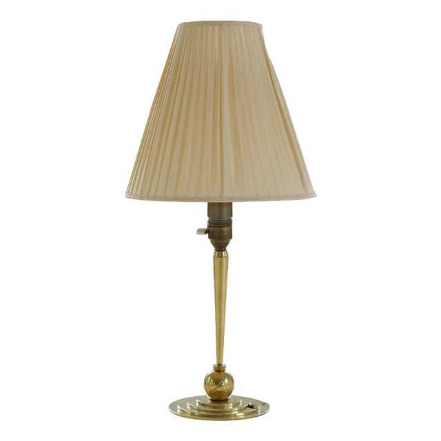 Art Deco Brass Table Lamp attributed to Lars Holmström, Sweden, 1930s For Sale