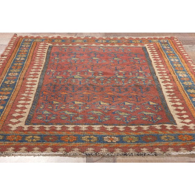 Red Early 20th Century Antique Persian Malayer Rug, 03'08 X 04'08 For Sale - Image 8 of 10