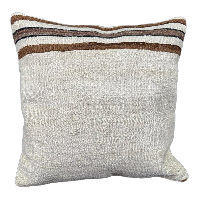 Turkish Hemp Pillow Cushion Natural Beige Brown Cushion Cover 20"x20" For Sale
