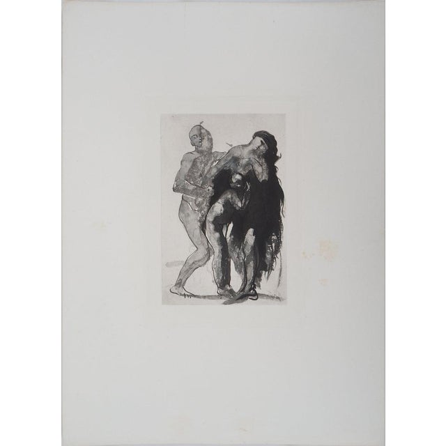 Auguste Rodin (1840-1917) (after) Pastoral Study Heliogravure reworked with drypoint and enhanced with watercolor On wove...
