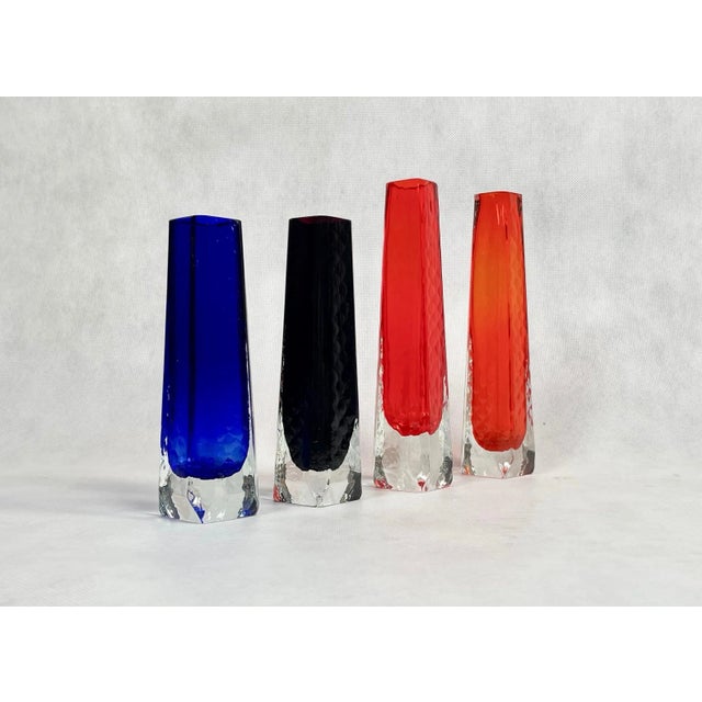 Sommerso Glass Vases from Veb Kunstglas Wasungen, 1970s, Set of 4 For Sale - Image 8 of 13