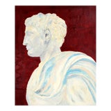 "Perfect Empire #9", Classical Greek Sculpture Portrait Figurative Study on Red by Francis Tanseco For Sale