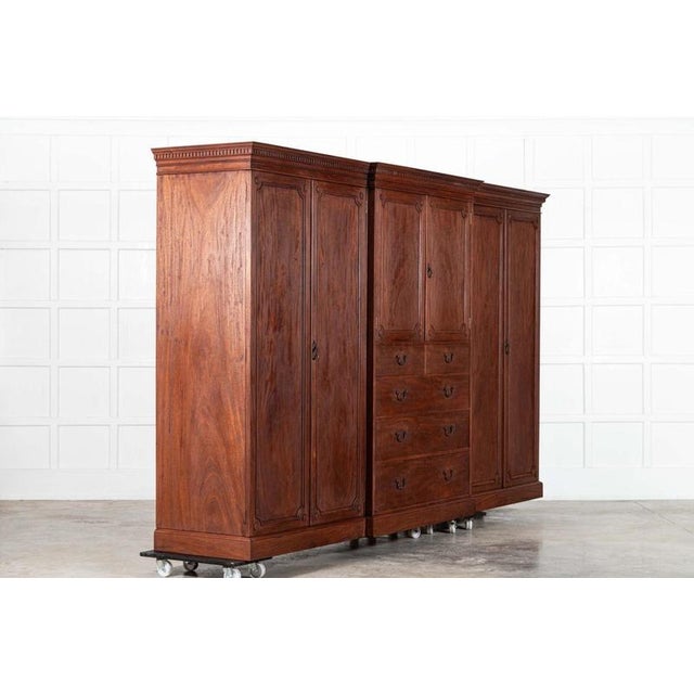 Large 19th Century English Mahogany Breakfront Compactum Wardrobe Set, 1880, Set of 5 For Sale - Image 3 of 17