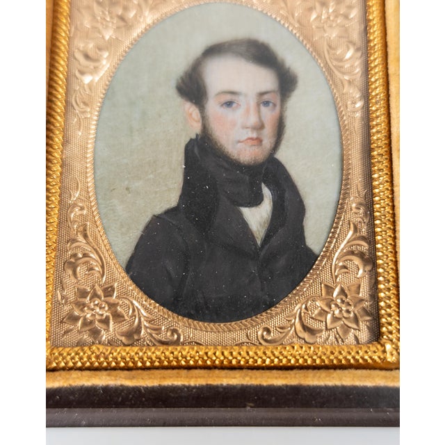 19th Century Fine American Miniature Watercolor Portrait of a Gentleman For Sale - Image 10 of 16