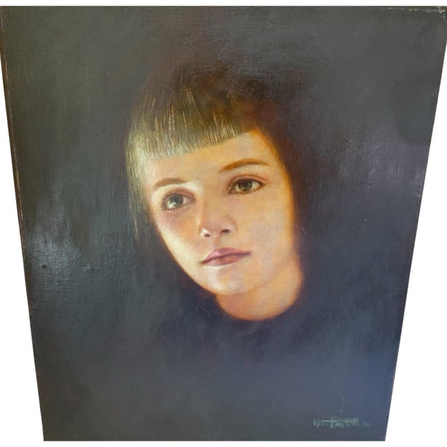 Wade Reynolds (1929–2011) Portrait of a Young Woman, 1964 Oil on Canvas For Sale - Image 4 of 7