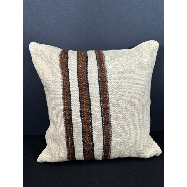 Turkish Hemp Pillow Cushion Natural Beige Brown Pillow Cushion Cover 20"x20" For Sale - Image 4 of 4