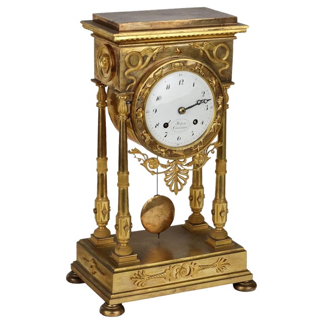 Gilt Bronze Table Clock by Robert & Courvoisier For Sale
