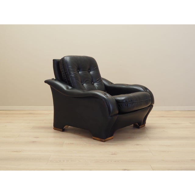 Italian Black Armchair, 1980s For Sale - Image 11 of 18