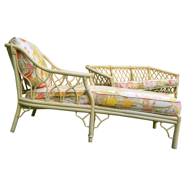 Vintage Ficks Reed Chinoiserie Bamboo Style Chaise Longue For Sale - Image 10 of 10