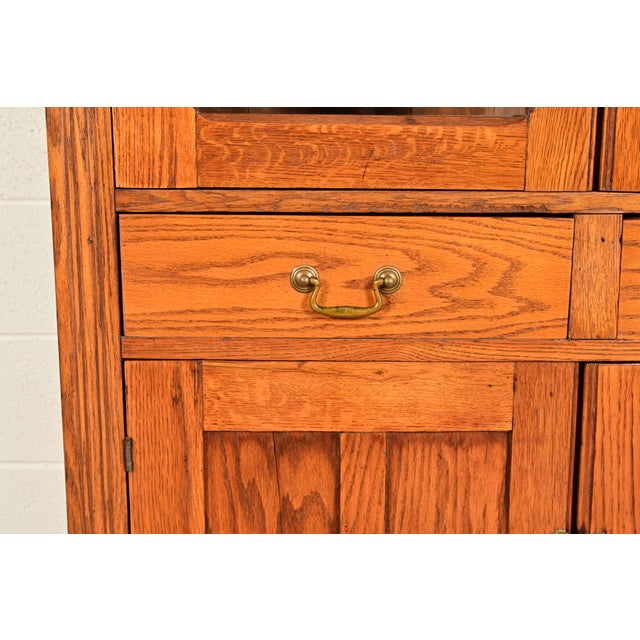 Antique Victorian Carved Oak Glass Front Bookcase or Dining Cabinet, Circa 1900 For Sale - Image 12 of 17