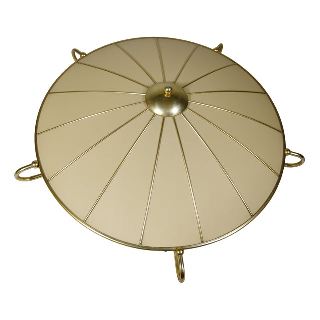 Art Deco Ceiling Lamp in Metal and Fabric from Erco, 1950s For Sale
