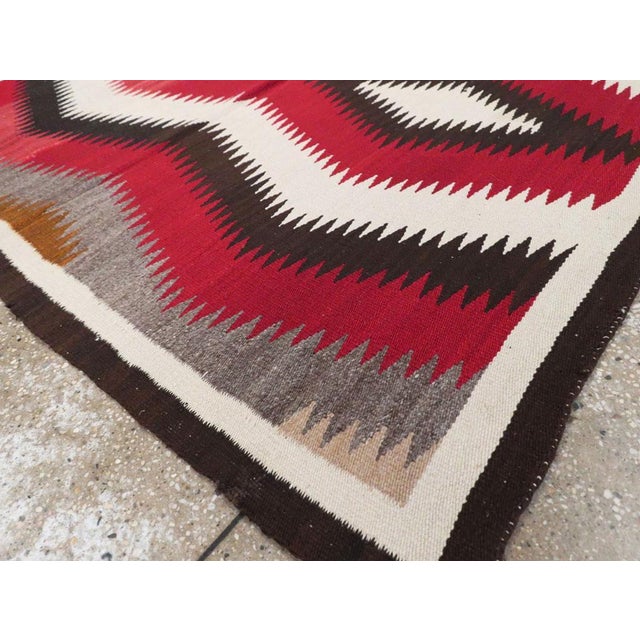 Raspberry Pink Galerie Shabab Collection Tribal Mid-20th Century Handmade American Flatweave Navajo Square Accent Rug For Sale - Image 8 of 10