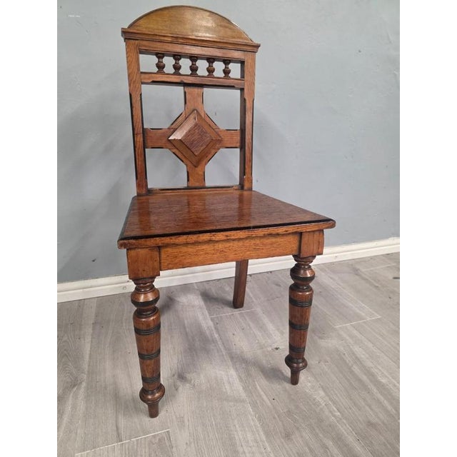Wood Antique Oak Hall Chairs from Guillows, 1870s, Set of 2 For Sale - Image 7 of 10