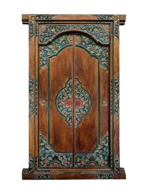 Carved Doors With Painted and Gilt Detail