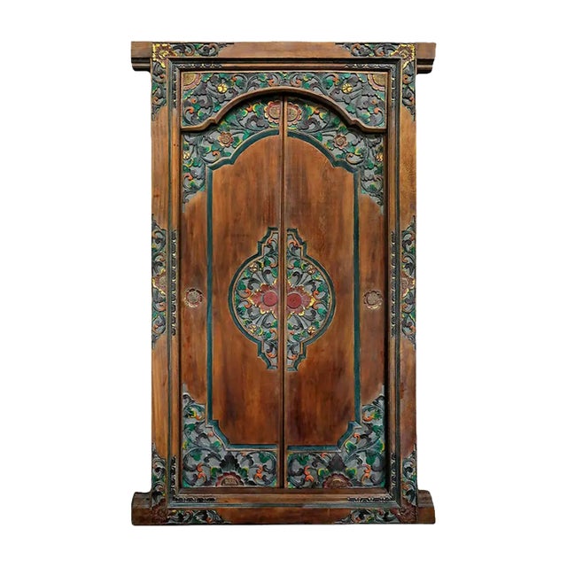 Doors Carved With Painted and Gilt Detail For Sale