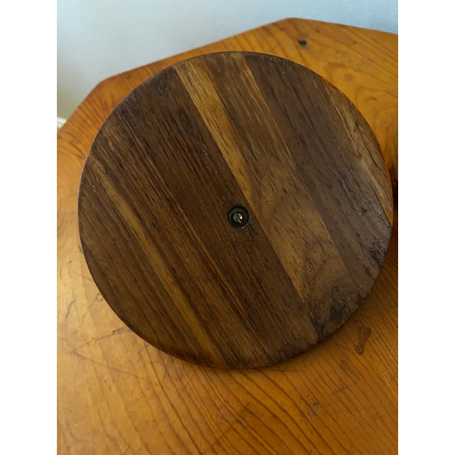 1960s Mid-Century Modern Solid Walnut Apple Ice Bucket With Silverplate Claw Tongs For Sale - Image 9 of 13