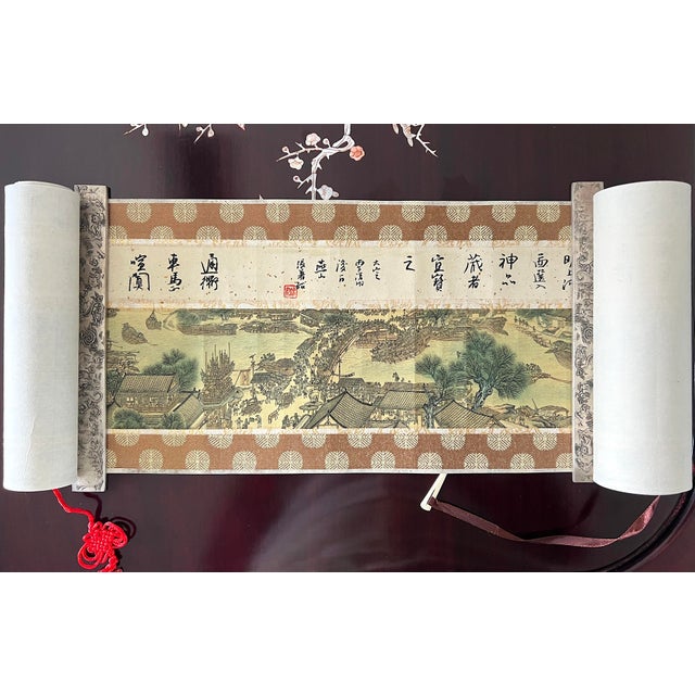 Camel 8.5' Long, "Along the River During the Qing Ming Festival", Epic Song Dynasty Scenic Chinese Study Piece, Silk Scroll Painting After Zhang Zeduan For Sale - Image 8 of 12