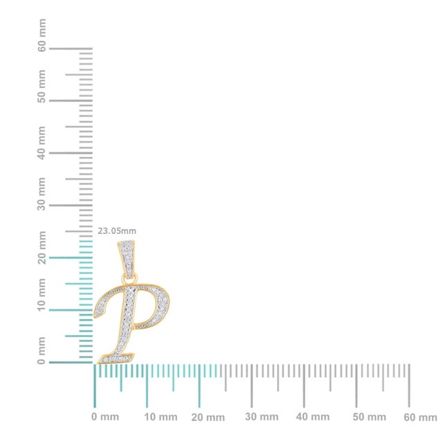 This 10K Yellow Gold Round Diamond P Letter Initial Pendant 1/10 Cttw is a refined diamond necklace crafted in premium...