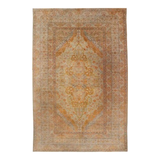 Antique Indian Amritsar Rug With Soft Gold Field and Elegant Floral Design For Sale