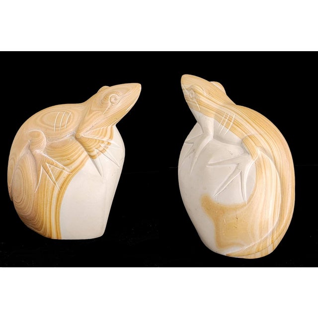 Vintage Hand Carved Soap Stone Lizard Figurine/Bookend/Paperweight For Sale In Miami - Image 6 of 10