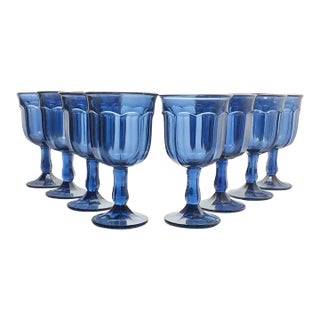 1980s Noritake “Provincial Blue” Water or Wine All Purpose Glasses- Set of 8 For Sale