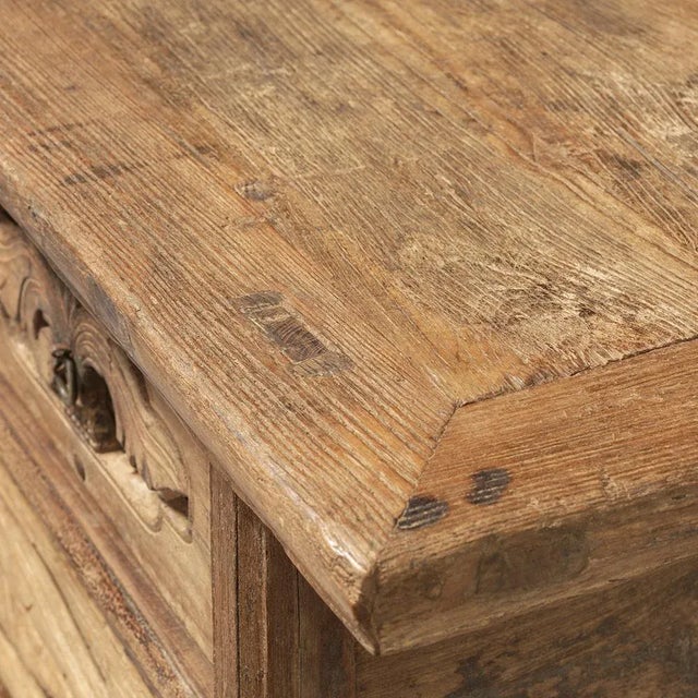 Two Drawer Carved Elm Table, 1800s For Sale - Image 6 of 7