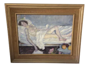 1940s Nude Woman Unsigned Oil Painting