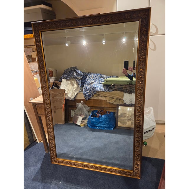 Large Decorative Mirror with beautiful floral trim. 40" x 60" x 1in