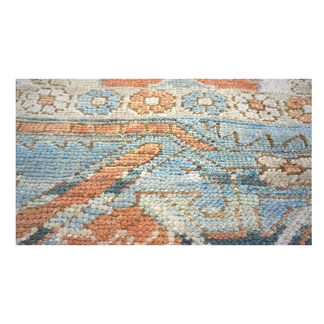 Early 21st Century 21st Century Turkish Donegal Wool 10x13 Ivory, Blue & Orange Handmade Area Rug #1140172 For Sale - Image 5 of 7
