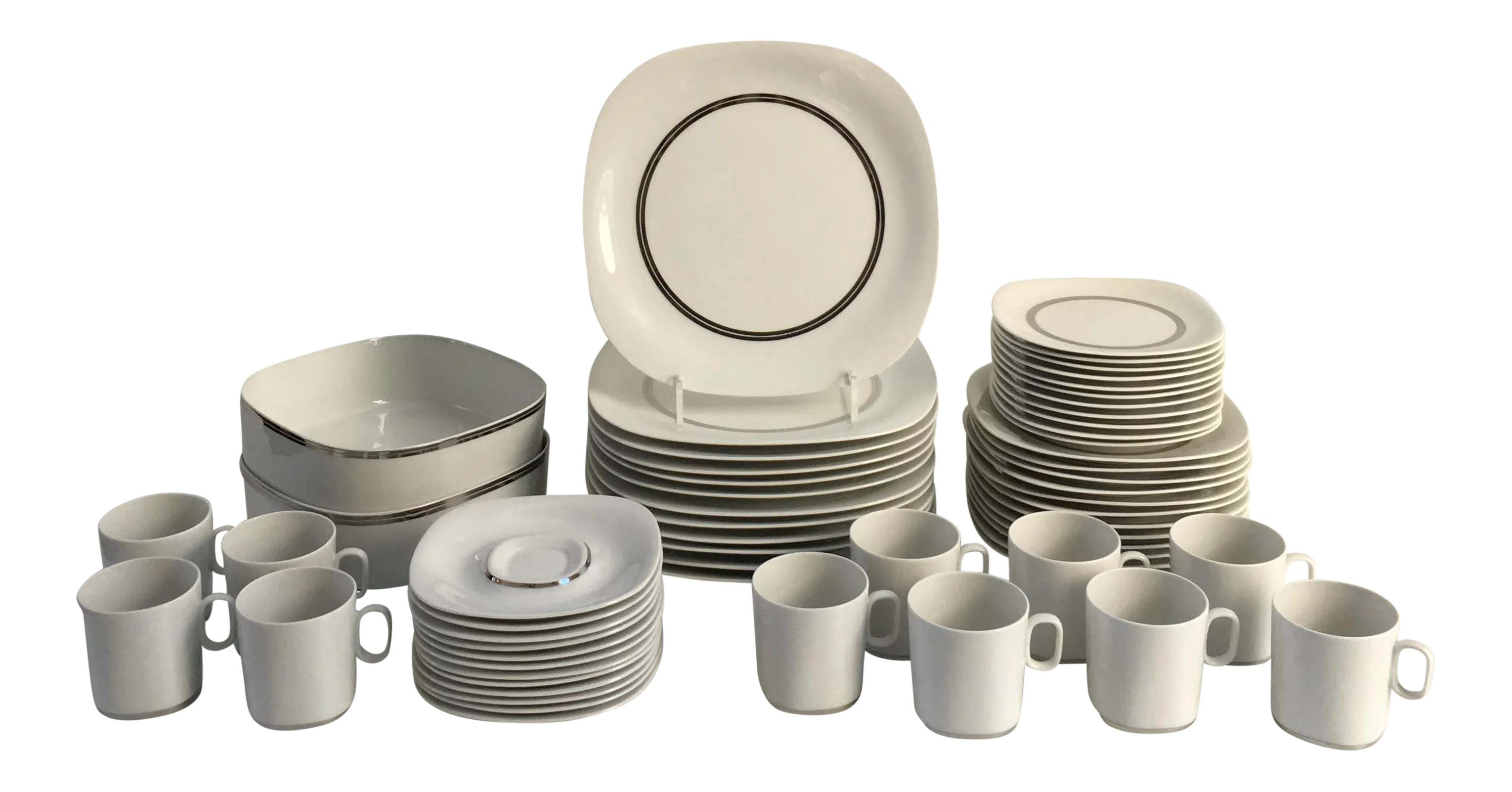 Modernist Suisse Langethal Dinner China Service - Set of 60 | Chairish