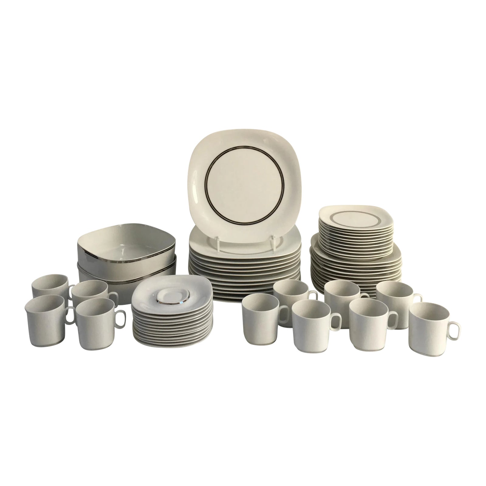   Langelinie 皿 Modernist Suisse Langethal Dinner China Service - Set of 60 | Chairish