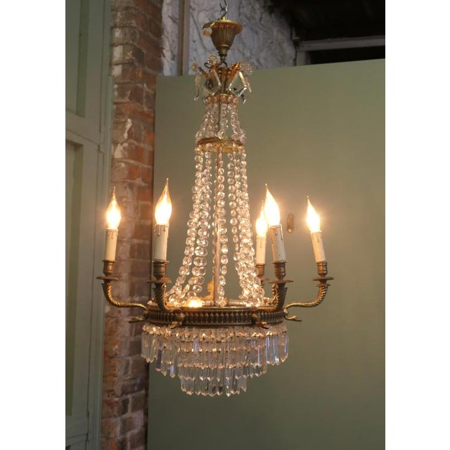 Traditional Large Empire French Six Branch Tent and Waterfall Chandelier, 1890 For Sale - Image 3 of 6
