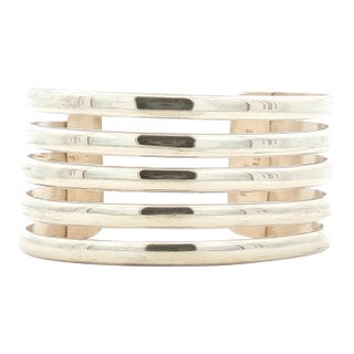 Mid 20th Century Sterling Banded Cuff Bracelet For Sale