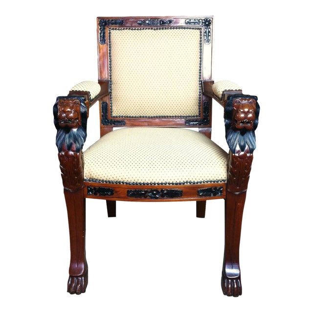 1990s Wooden Lion Head Chair Chairish