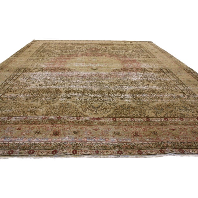 Rustic 1880's Antique Persian Kermanshah Rug - 09'05 X 13'02 For Sale - Image 3 of 6